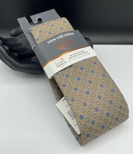 VAN HEUSEN Men's Polyester Tie  Taupe  Polka Dot  NEW MSRP: 45.