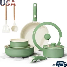 Non-Stick Cookware Set Frying Pan & Saucepan Removable Handles Scratch Resistant