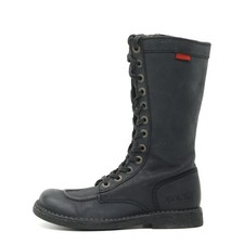 Kickers Damen 058712 Stiefel Schwarz Leder Gefüttert Schnürstiefel EU 36