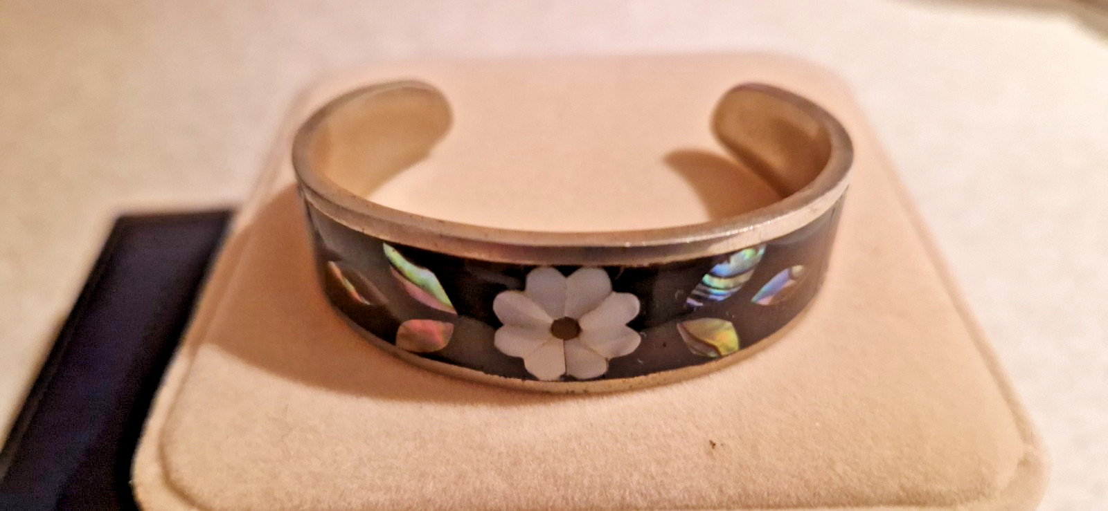 Vtg ALPACA MEXICAN SOLID SILVER 925 ENAMELLED CUF… - image 3