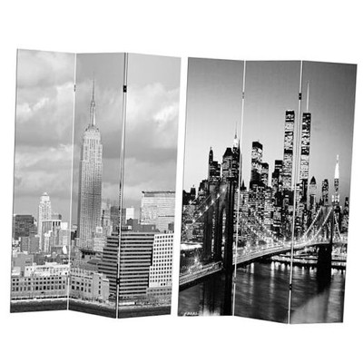  6 ft. Tall Double Sided New York Scenes Room Divider, White 