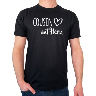 Herren T-Shirt Cousin mit Herz Geschenkidee Cousin Geschenk Präsent Mitbringsel