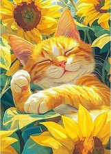 Niedliche orange Katze Diamond Art Kits Erwachsene, 5D DIY Cartoon Katze Diamond Painting Kit