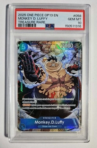 PSA 10 Monkey D Luffy OP11-058 Carrying On His Will Treasure Rare One Piece CCG