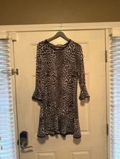Michael Kors Womens Dress Size Large Leopard Print Bell Sleeves