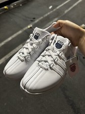 Man K-Swiss Classic VN Leather Sneaker 07321-105-m Low White/Navy 100 Men 9 NWT