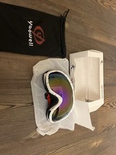 Yaowell Ski Googles White with Speckeled Colors Black Head Strap w/Red White