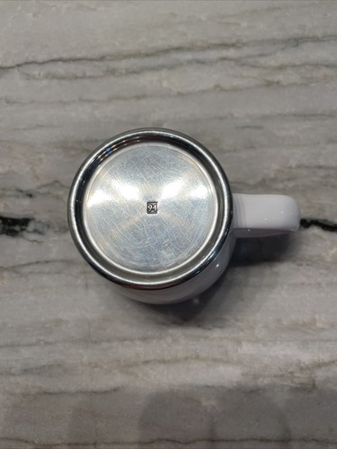 Lands End China Coffee Cup & Saucer White Pewter Rimmed Discontinued 1994 RARE - Picture 10 of 11