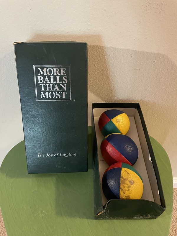 Vintage MORE BALLS THAN MOST Juggling Ball Set of 3, Instructions, ENGLAND 1993