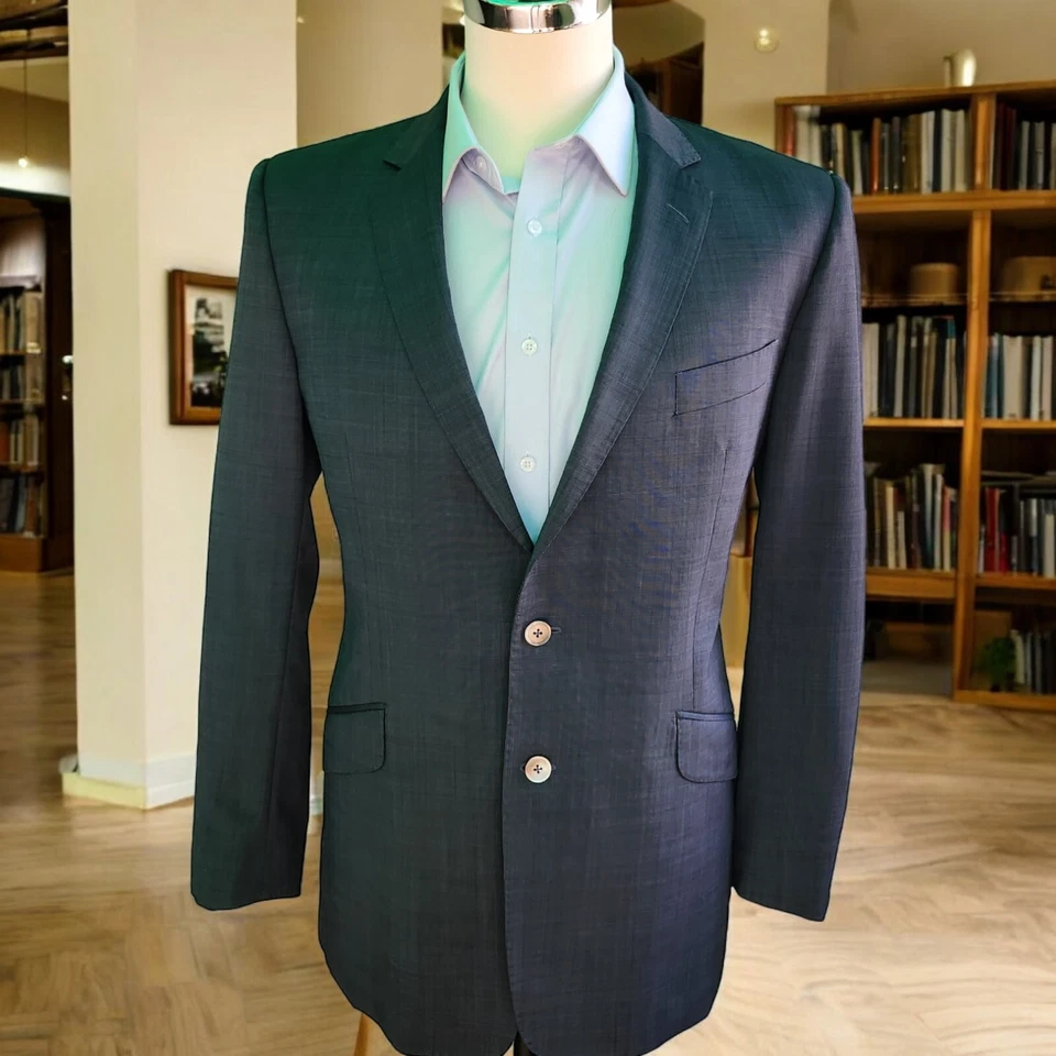 Blazer Chester Barrie 44R 54it Lona Completa Lana Mohair Ventilación Tonal Hecho en Italia Foto 3 de 4
