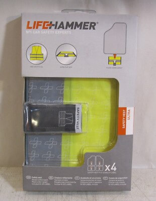 #ad Lifehammer Hi Vis Ultra Flat Automotive Safety Vest 4 pack Yellow NEW $14.99