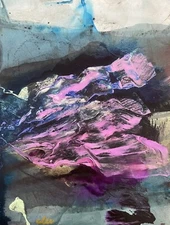 Abstract Mixed Media Ink Painting On Paper 9 X 12” Contemporary