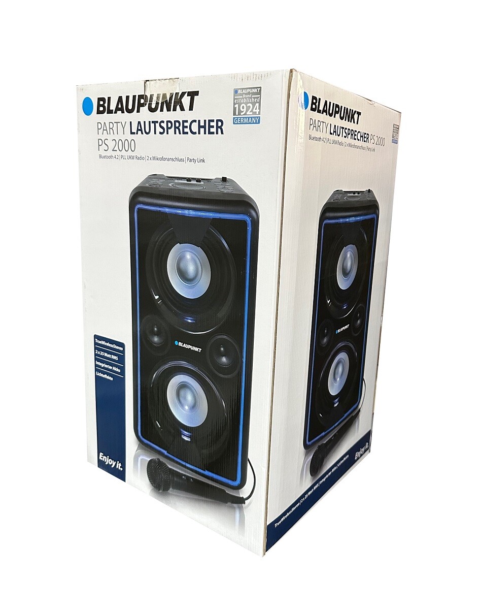BLAUPUNKT PS 2000 Mobile PA Sound Anlage mit Akku Lichteffekten –  Bluetooth So