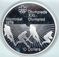 1976 CANADA Elizabeth II Olympics Montreal HOCKEY Proof Silver $10 Coin i86921