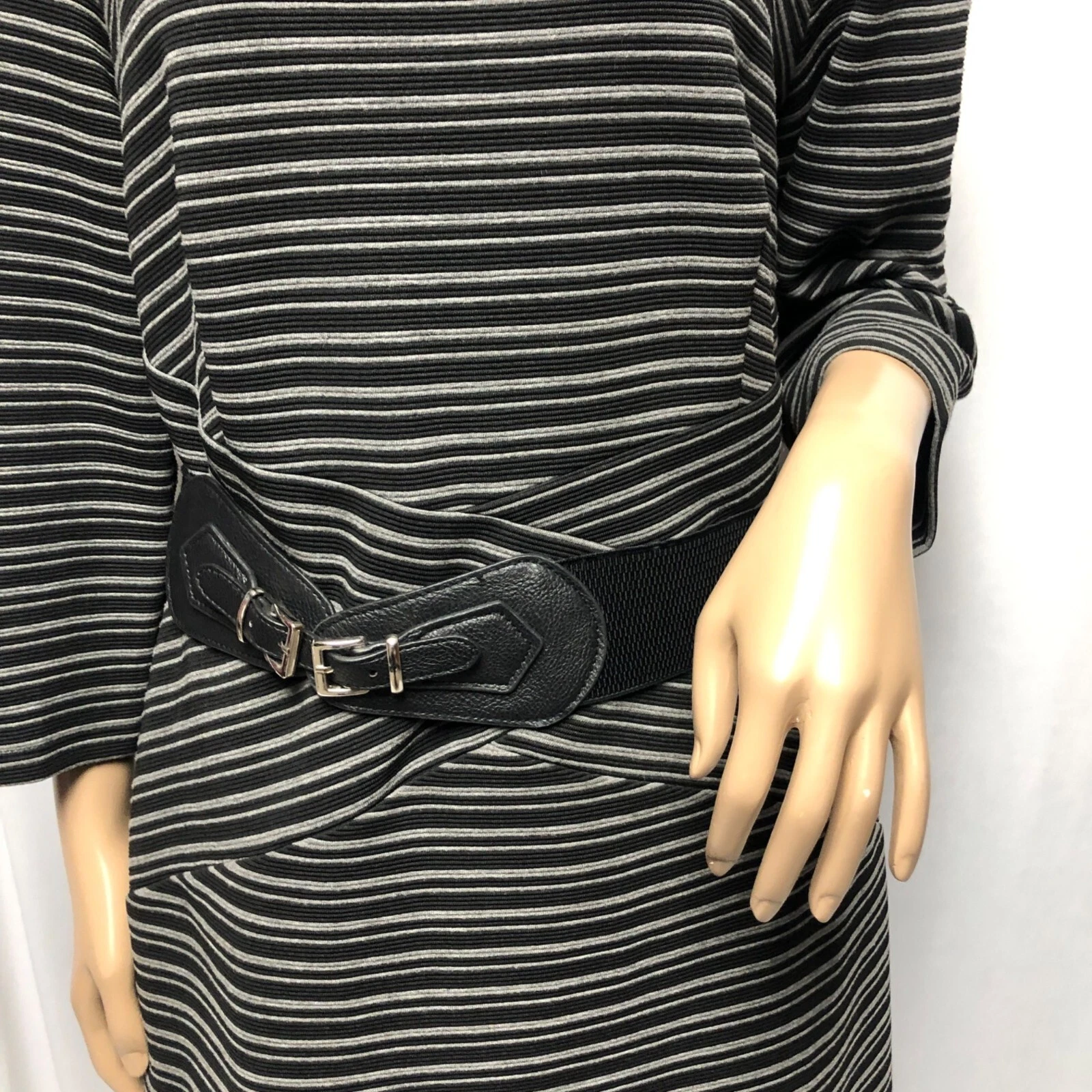 Abito Alyx Limited con cintura donna taglia 14 elasticizzato nero grigio tubino a righe