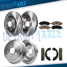 Front Disc Brake Rotors Pads Rear Drums Shoes for Dodge Dakota Mitsubishi Raider