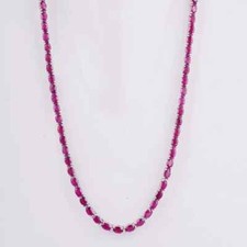 16Ct Pink Sapphire Tennis Necklace Oval Lab Created 14k White Gold Plated 18"