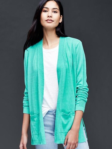 Gap Women's Open Front Cardigan, Linen Blend, Southern Turquoise, Size XL, Nwt