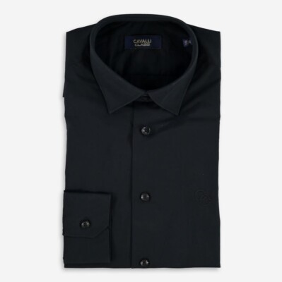 Cavalli Class Hemd Business/Formal Slim Fit, Rautenstruktur, Brustmonogramm