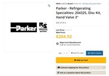 Parker - Refrigerating Specialties: 204325, Disc Kit, Hand Valve 3"