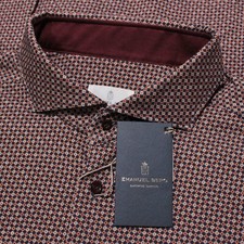 Emanuel Berg NWT Marseille Casual Button Down Shirt Size 44 17.5 XL Blue/Multi
