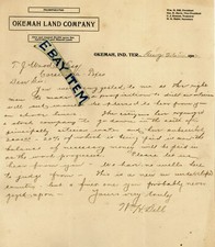 1902 LETTERHEAD William H Dill OKEMAH LAND COMPANY Indian Territory BENSON MALOT