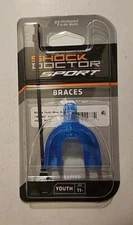 Shock Doctor Sport Youth Mouthguard for Braces Strapped Youth Age 11- Blue NEW
