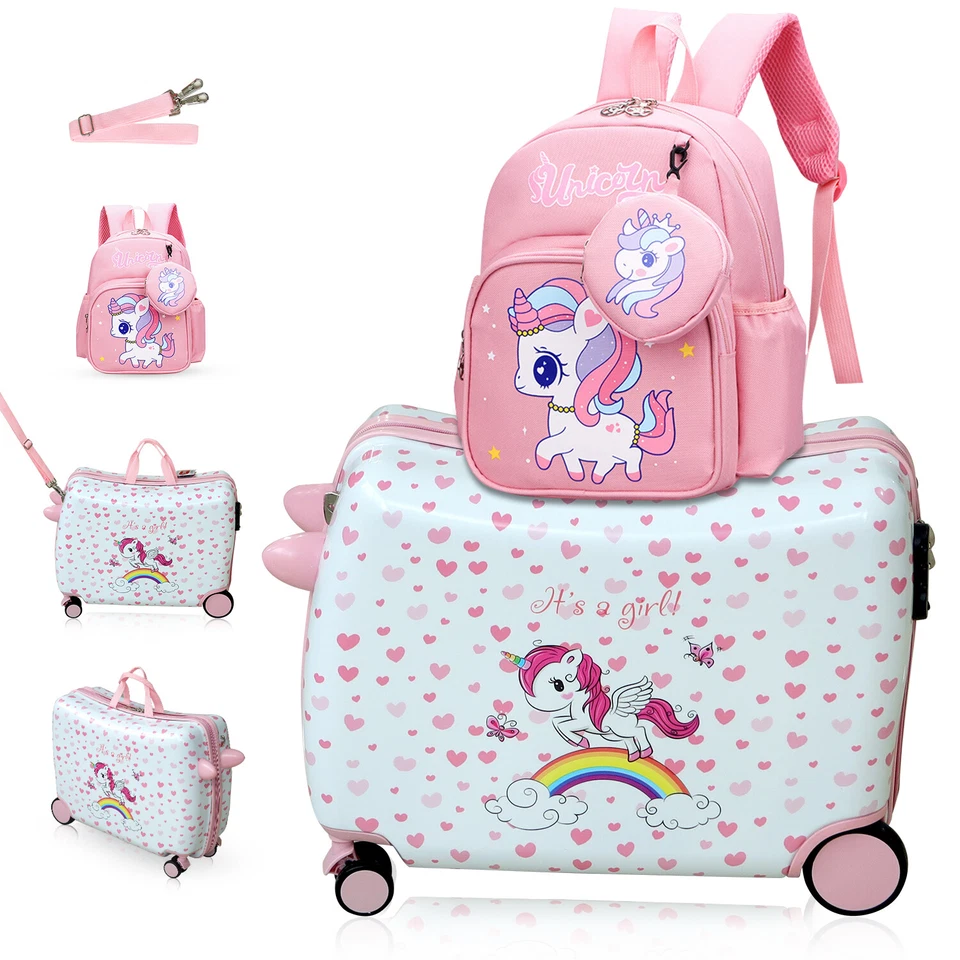R.Leone Valigia Cavalcabile Bambino Bambina Ryanair 55x40x20cm + Zaino 311 - Immagine 3 di 4
