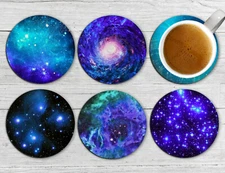 Galaxy Nebula Stars Drink Coasters Set of Six Neoprene