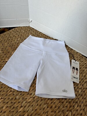 Alo Yoga Women's High-Waist Biker Short 6” White New With Tags