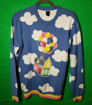 Disney Pixar Up House & 3D Balloons Cloud Sweater Size SM Unisex Adult