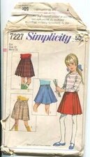 VINTAGE SIMPLICITY PATTERN 7227 GIRL'S SET OF SKIRTS SZ 12 WAIST 25" UNCUT 1967