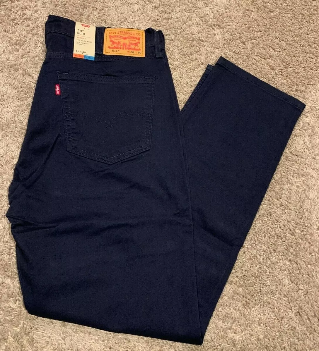 Levi s 511 Slim All Seasons Tech Pant Blue W Stretch 38X30 NWT RT 69 3681 U17