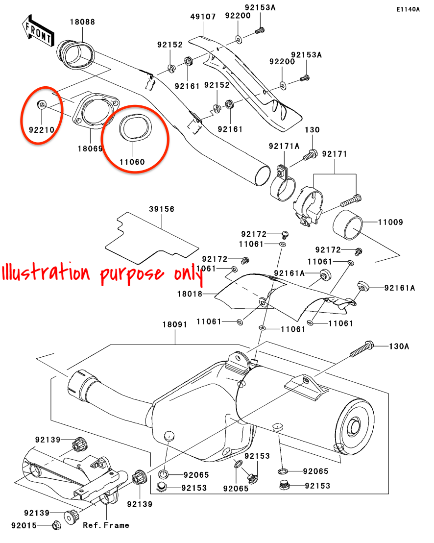 Exhaust Manifold Gasket Repair Set Kawasaki KLR650 20012015