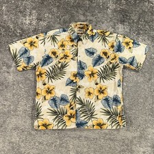 Vintage Campia Moda Hawaiian Shirt Mens XL Yellow Hibiscus Floral Print 90s Camp