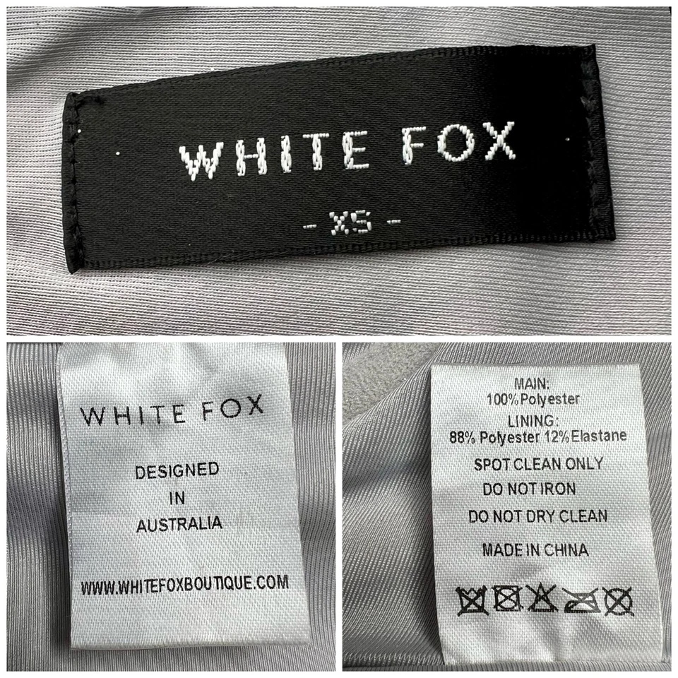 Corsé Top Metálico Plateado Zorro Blanco Top Recortado Brillo Bustier XS Foto 3 de 4