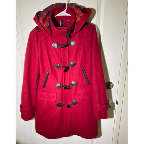 M Tommy Hilfiger Women's Red Wool Coat 