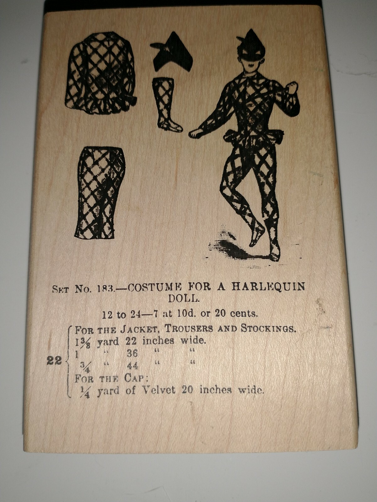 Rubber Stamp Wood Mount 2006 Paula's Kit Club Costume For Harlequin Doll Diagram