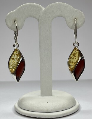 BERNSTEIN Stein SCHMUCK mit Sterlingsilber. MEHRFARBIGE Bernstein Ohrhänger.