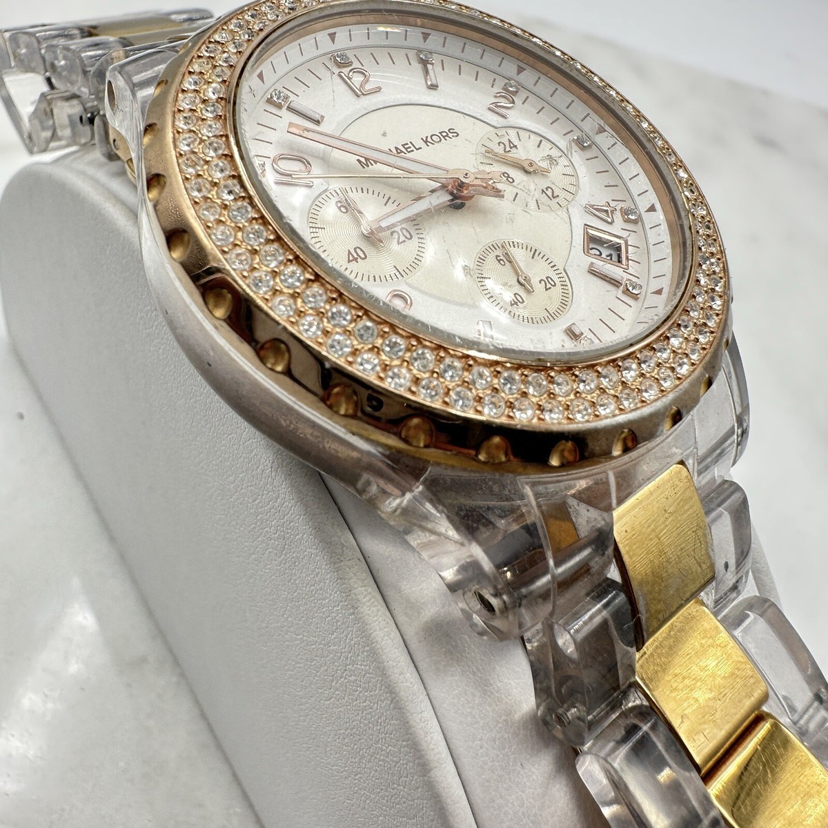 Michael Kors Women Chrono Watch Rose Gold Clear Rhinestone Michael Kors Women Chrono Watch Rose Gold Clear Rhinestone