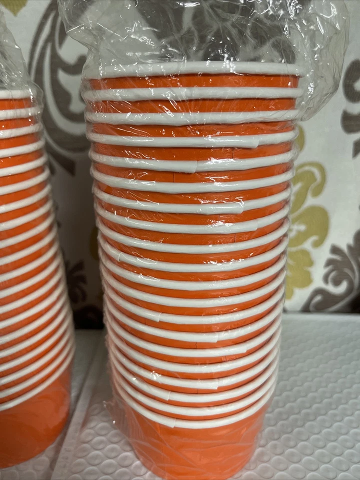 Orange Paper Treat Cups 5 Packs X 20 Each = 100 Count 9.5 Oz - Party Decorations - Image 4 of 4