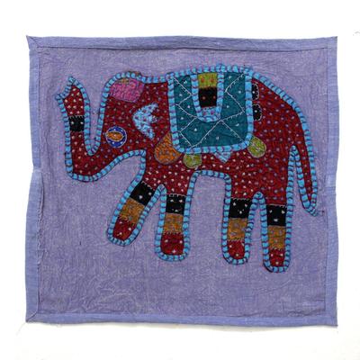 Grande Tapisserie Murale Éléphant Patchwork Perlé Brodé Main – 150x100cm Rose