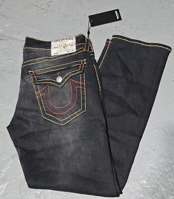True Religion Geno BIG T Flap Relax Slim Jean Grey Humid