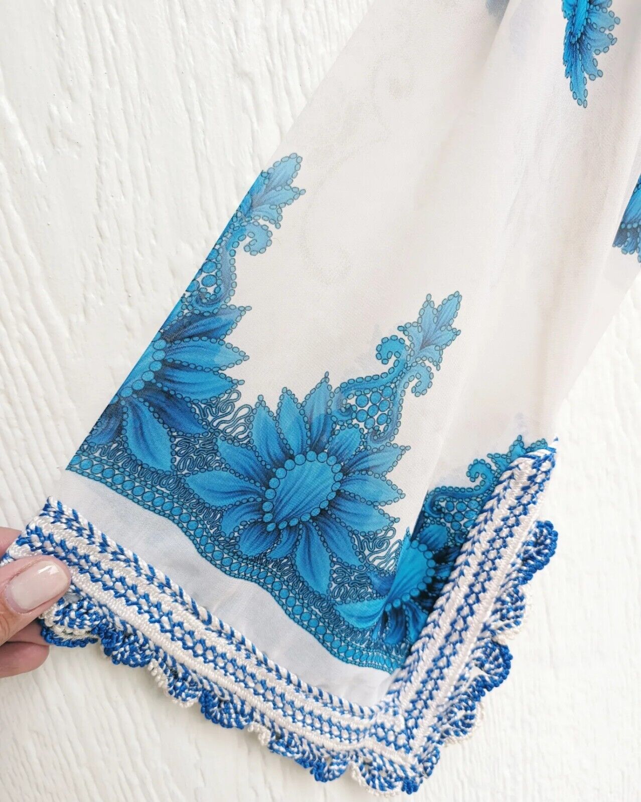 Vintage Moroccan Blue Floral Sheer Boho Open Deje… - image 10