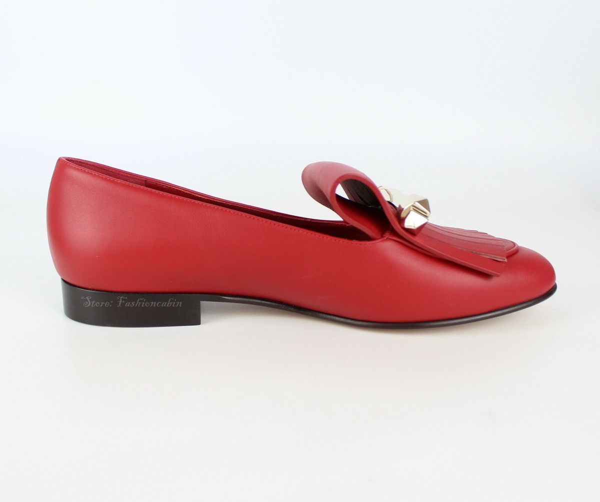 NEW VALENTINO GARAVANI Rockstud Uptown Fringed Leather Loafer