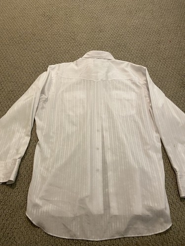 Vintage Snap Button wrangler western shirt xl White  Rodeo Cowboy Ranch Dress - Picture 3 of 5