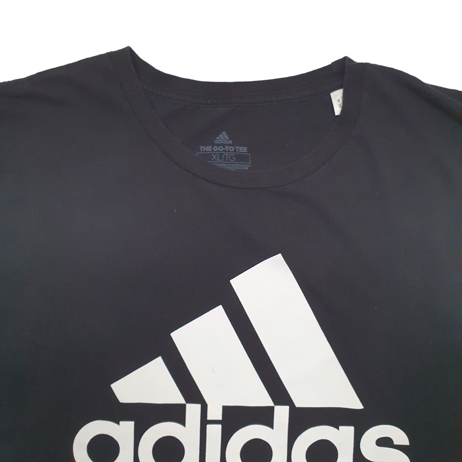 ADIDAS Black T Shirt Tee Spellout Short Sleeve Cotton Blend Mens XL image 3