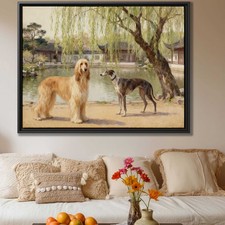 Afghan Hound Canvas Print Oil Painting Rustic Wall Art for Pet Lovers Decor