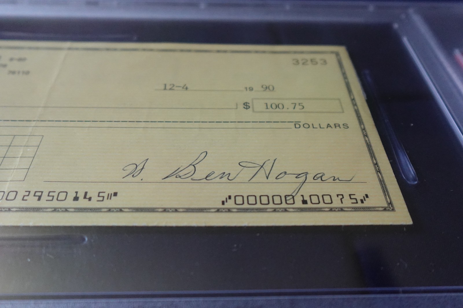 Ben Hogan Professional PGA Golf Champion Autographed Signed Bank Check PSA SLABBED 1990 
