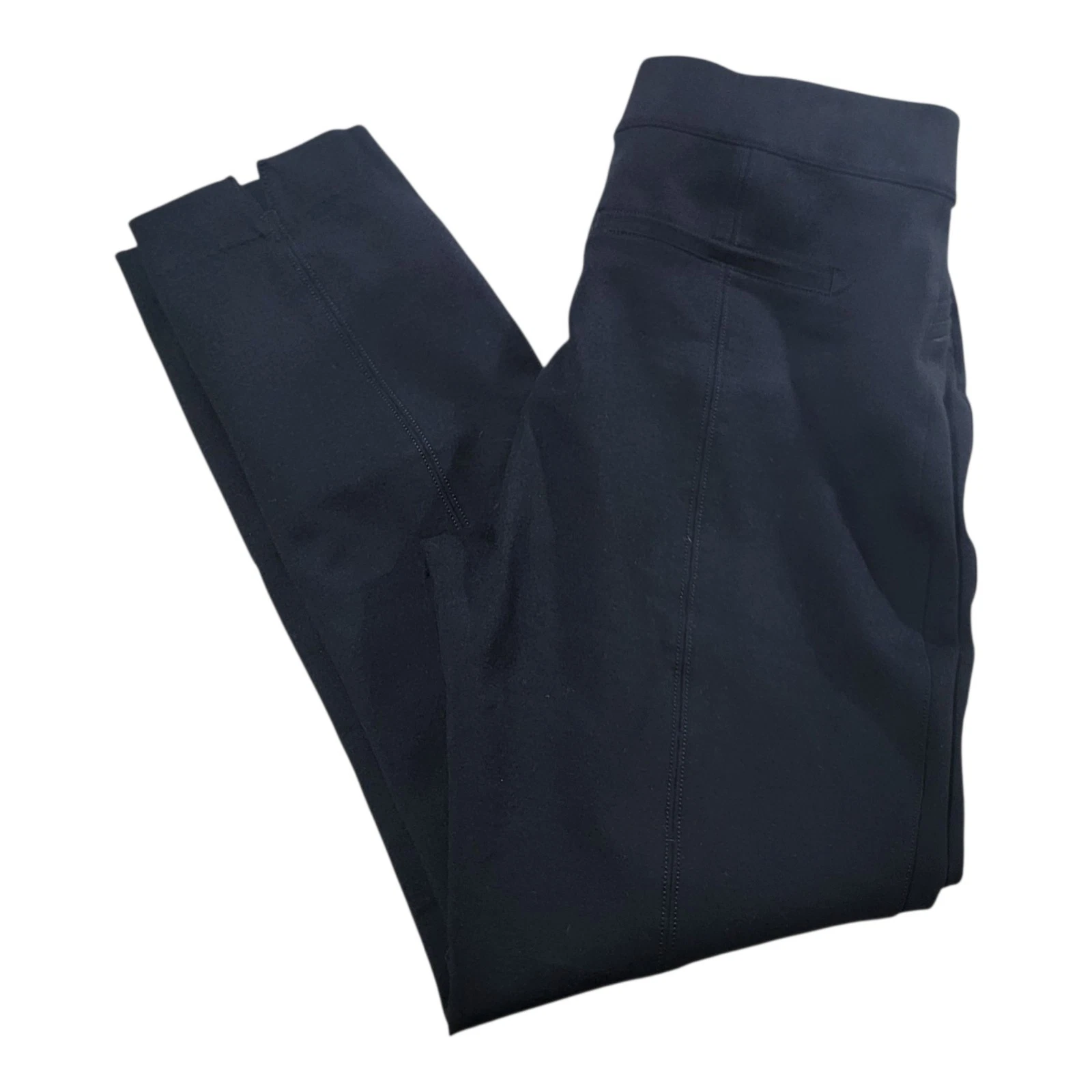 Spanx The Perfect Pant Ankle Back Seam Skinny Womens M Black Ponte Waist Shaping